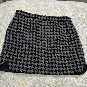 J. Crew Black and Gray Houndstooth Mini Skirt